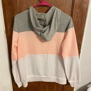 Grey pink white color block sweatshirt